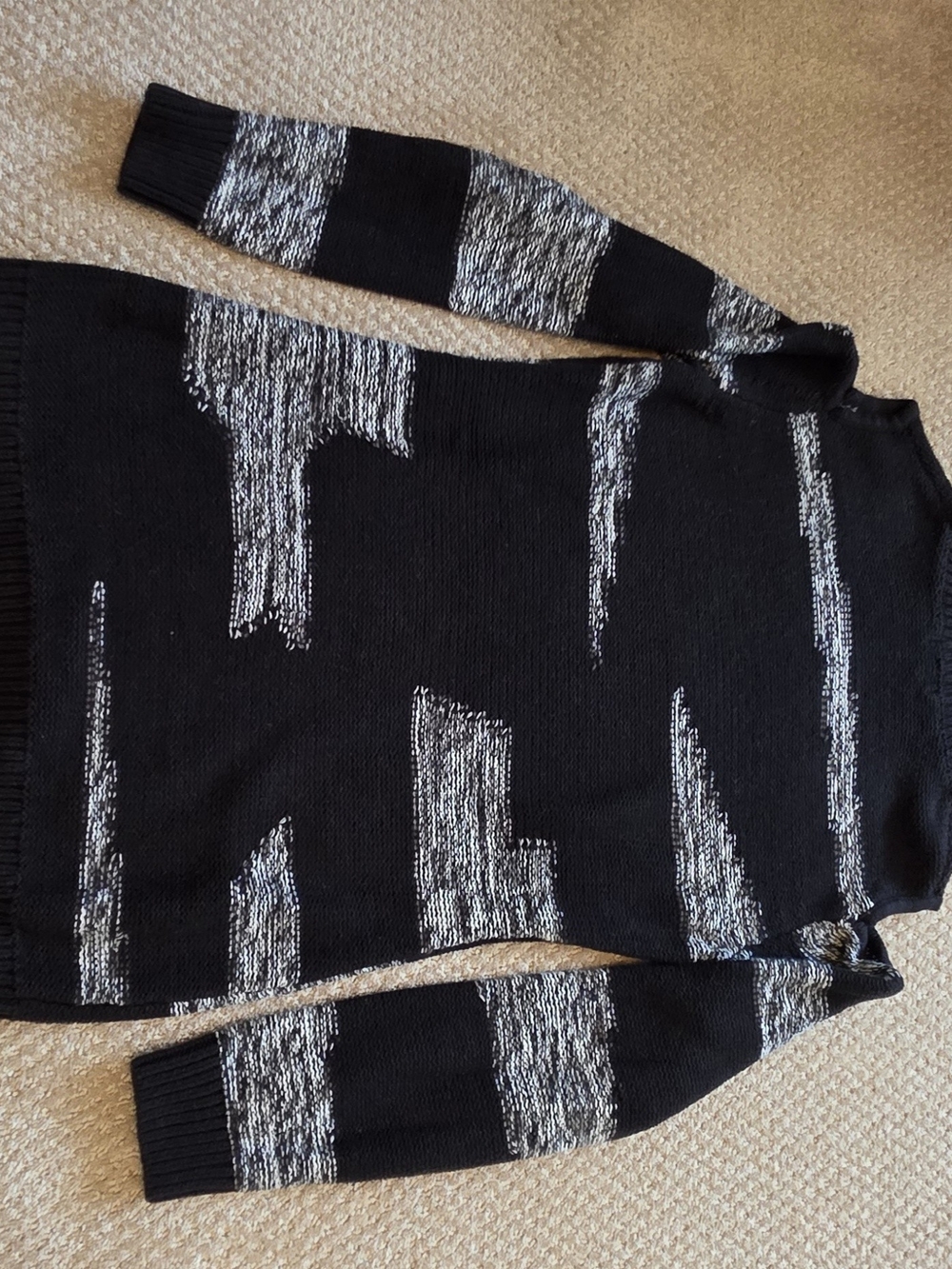 VENUS Black and White Marled Turtleneck Sweater